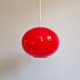 Large Space Age pendant light in red opaline, 1960s-70s