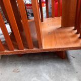 70s teak veneered rotating shelf