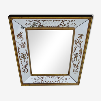 Miroir vénitien églomisé à parecloses 54x45cm