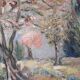 Tableau peinture huile pommiers en fleurs