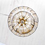 Italian chandelier in brass and beveled glass