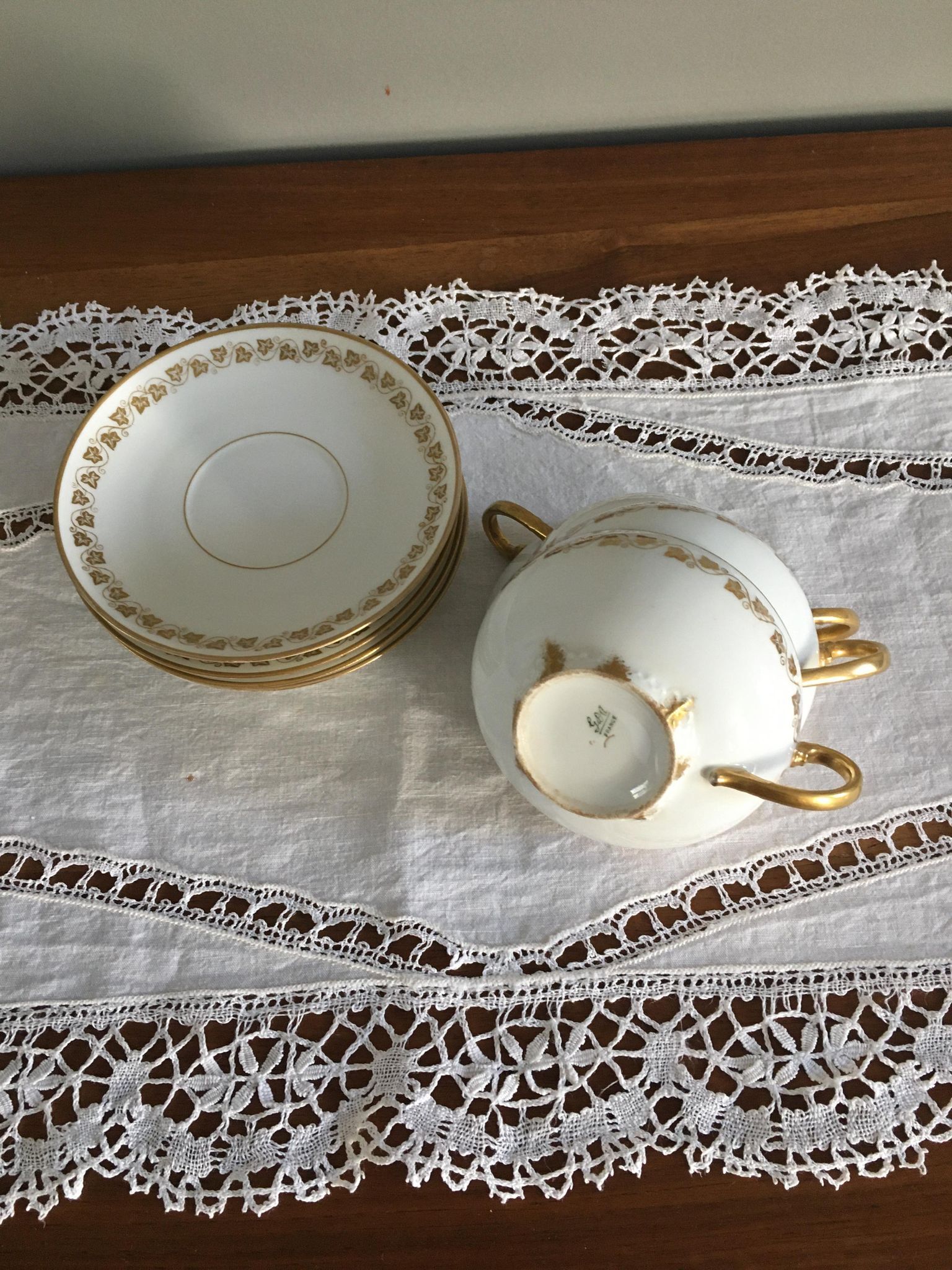 Antique Limoges porcelain tea cups