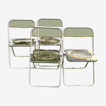 4 Plia smoked chairs by Giancarlo Piretti patent anonima castelli Italy