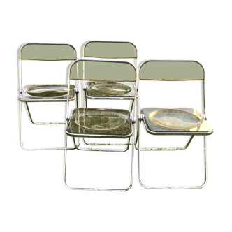 4 Plia smoked chairs by Giancarlo Piretti patent anonima castelli Italy
