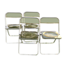 4 chaises fumées plia par Giancarlo Piretti patent anonima Castelli Italie