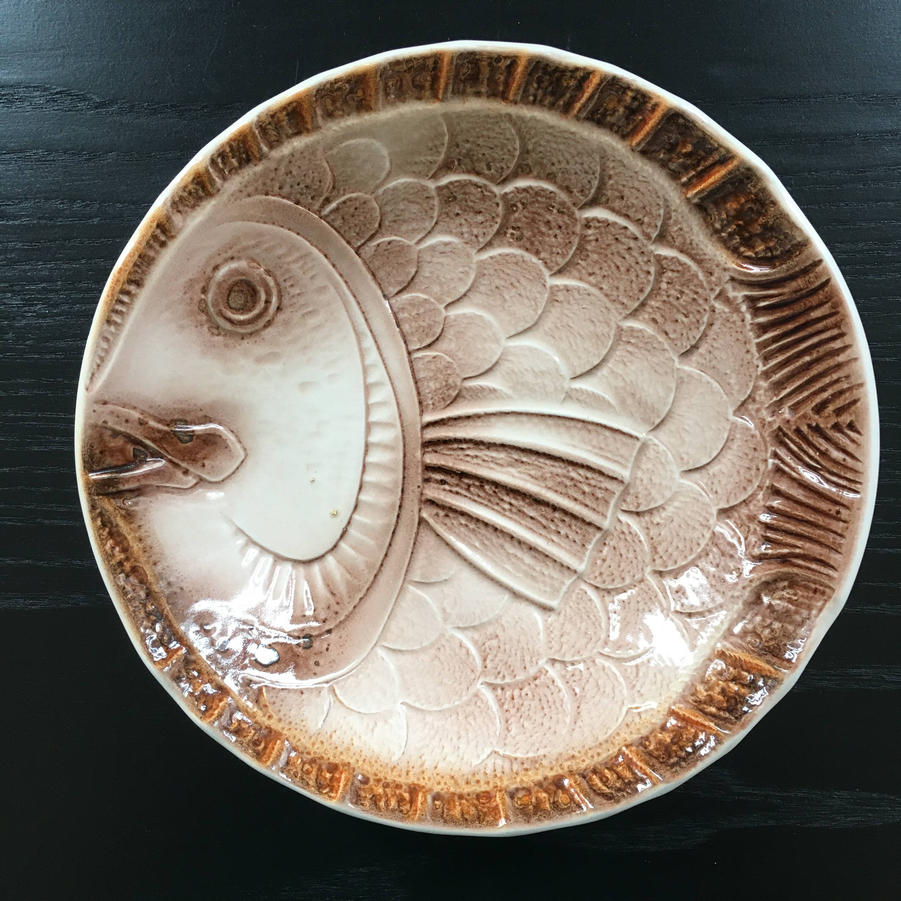 Plate Sarreguemines fish decoration