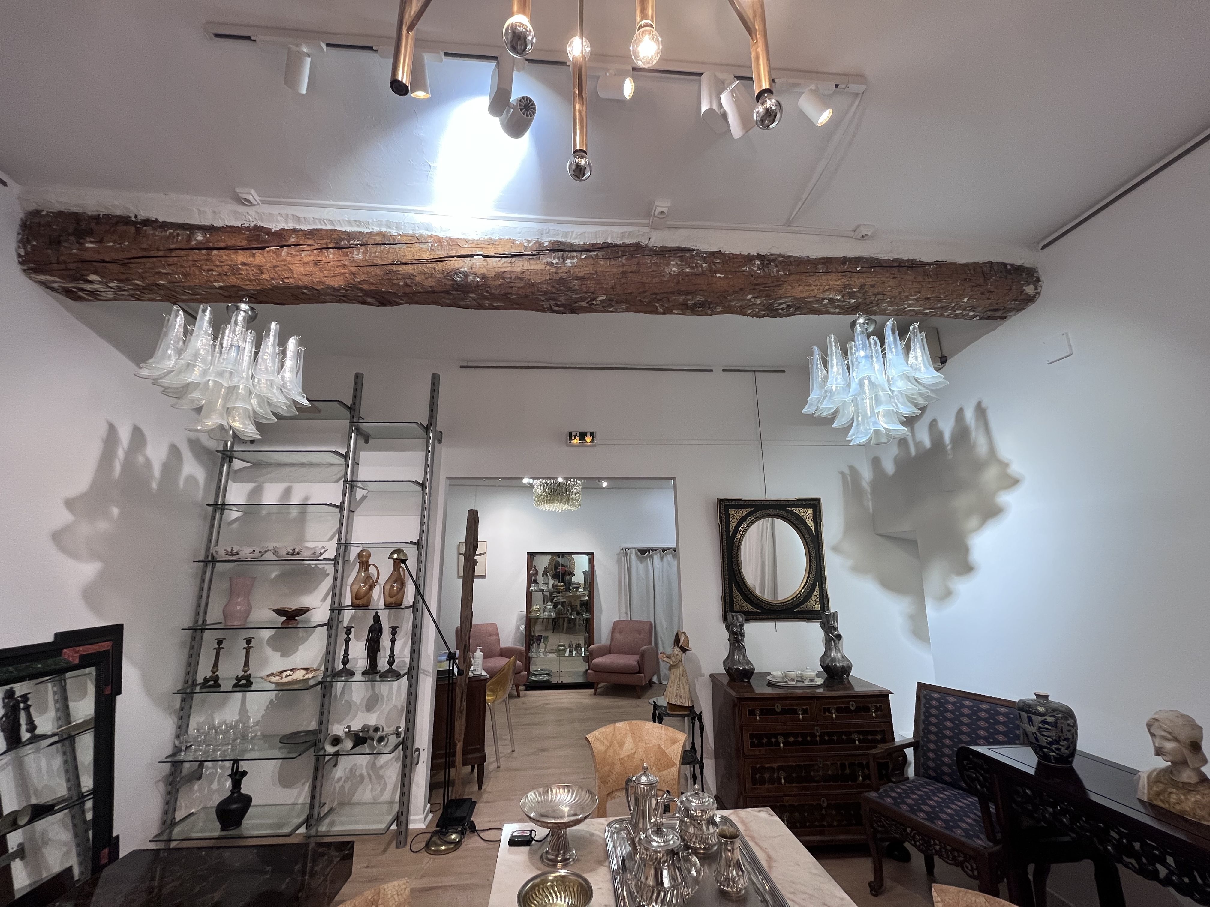 Pair of Murano chandeliers in petal by Paolo Venini