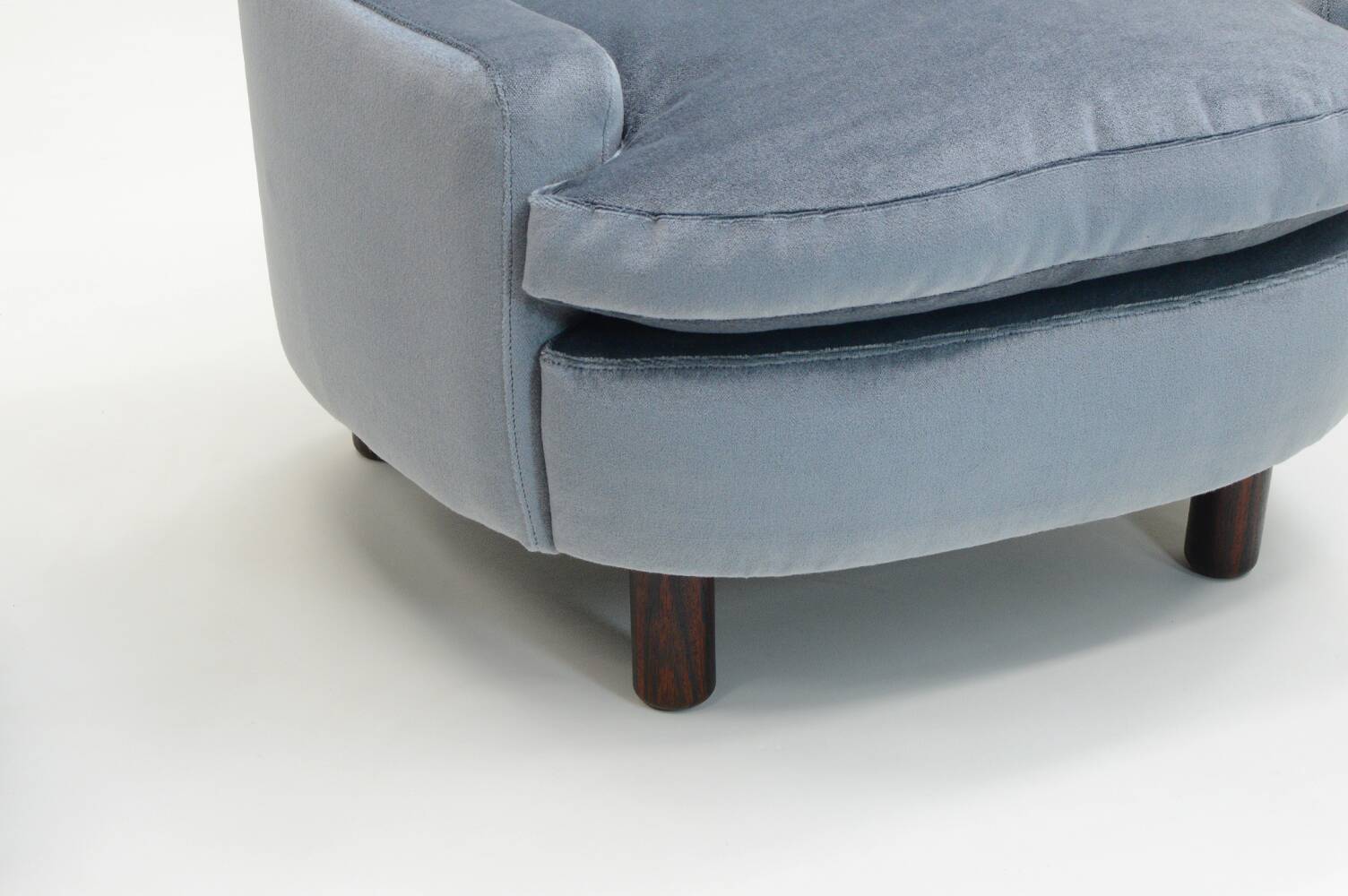 Set of 2 ice blue Mohair lounge chairs, 1950s Italy.