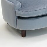 Set of 2 ice blue Mohair lounge chairs, 1950s Italy.