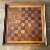 Old wooden checkers board