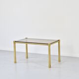 Midcentury Italian Tubular Brass And Smoked Glass Coffee Table. Retro.
