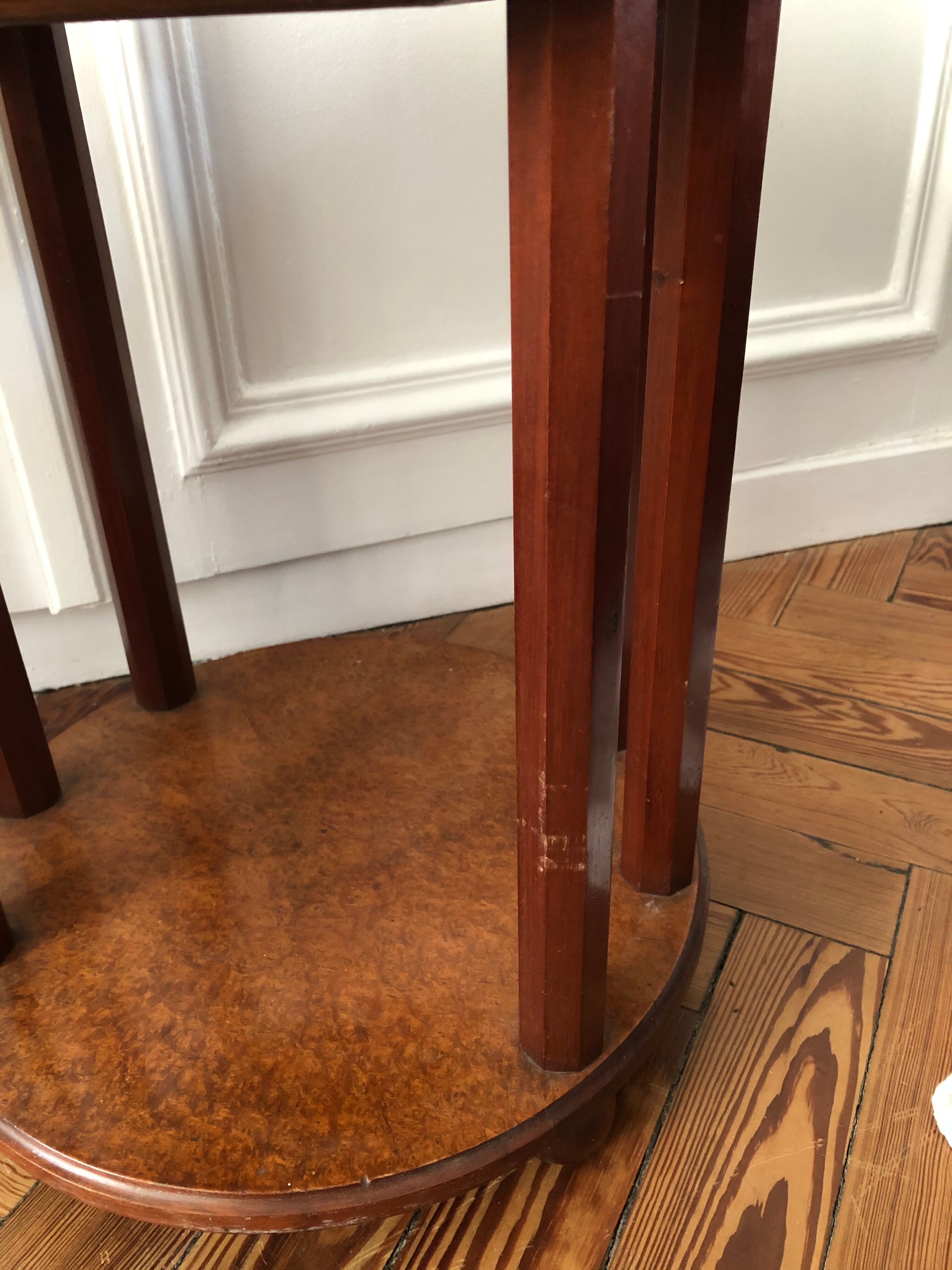 Pair of Art Deco bedside tables made of cedar magnifying glass