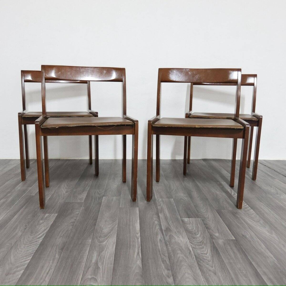 Chaises en bois vintage, années 1960, ensemble de 4