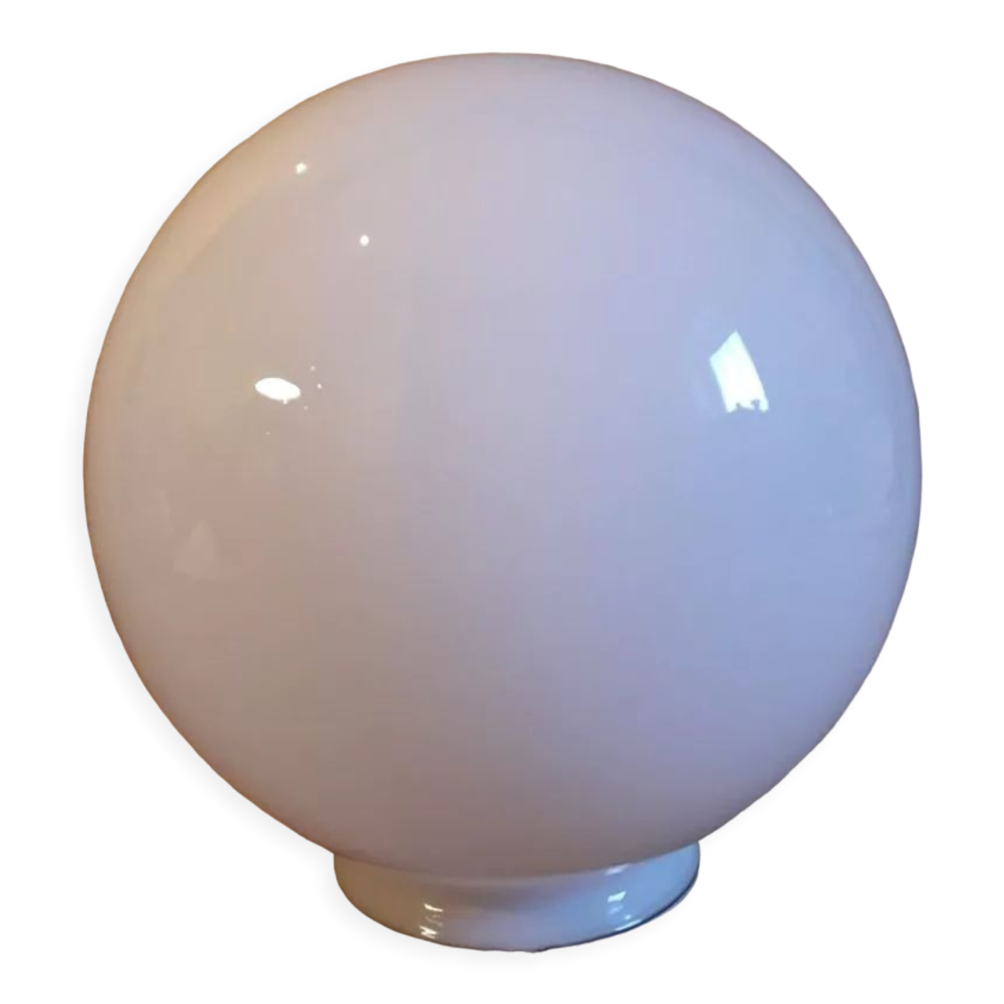 Globe 20cm en verre blanc ancien pour lampe suspension