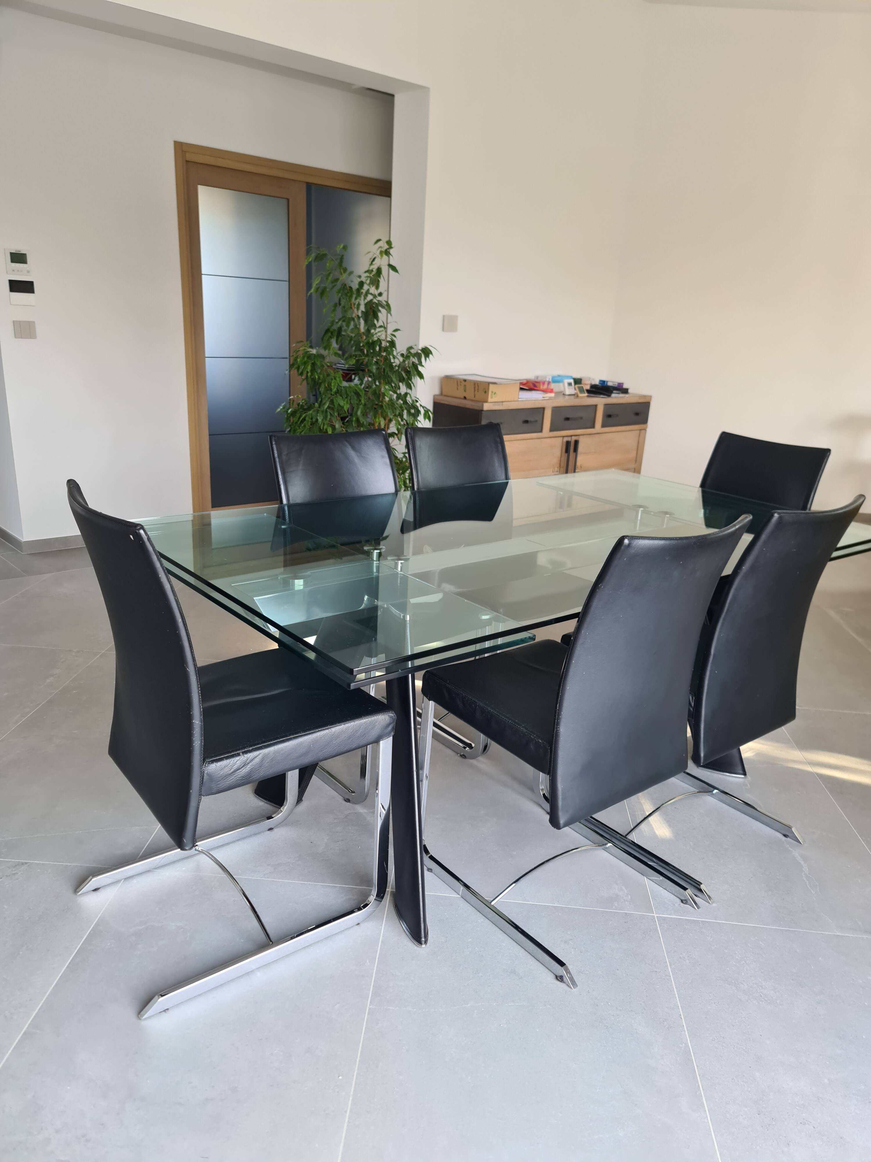 Roche Bobois crystal glass Chronos extendable table 160 - 240 cm