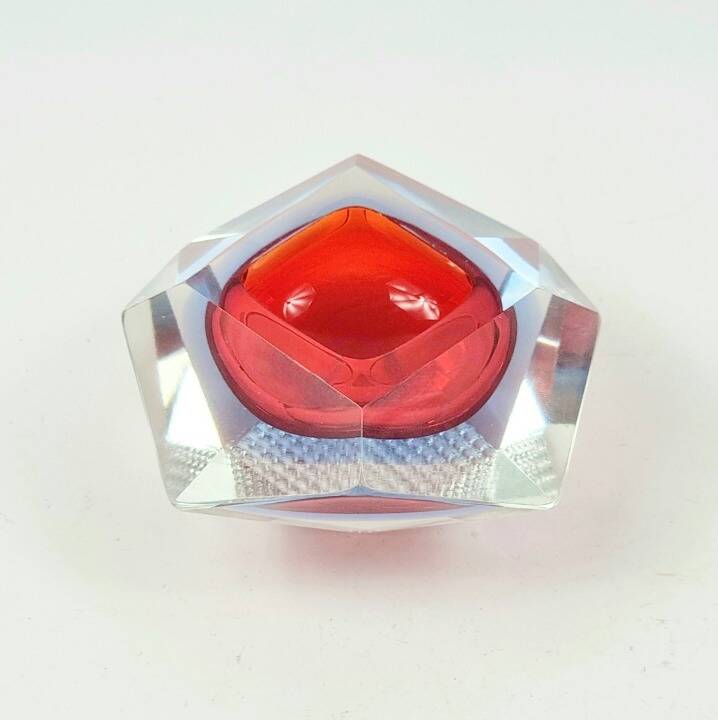 Diamond-Shaped Murano Glass Ashtray/Vide Poche by Flavio Poli for Seguso