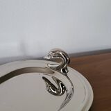 Plat de service à foie gras en métal argenté