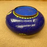 Ancien Cendrier Chinois Bronze en Émail Cloisonné Motif Fleurs Vintage