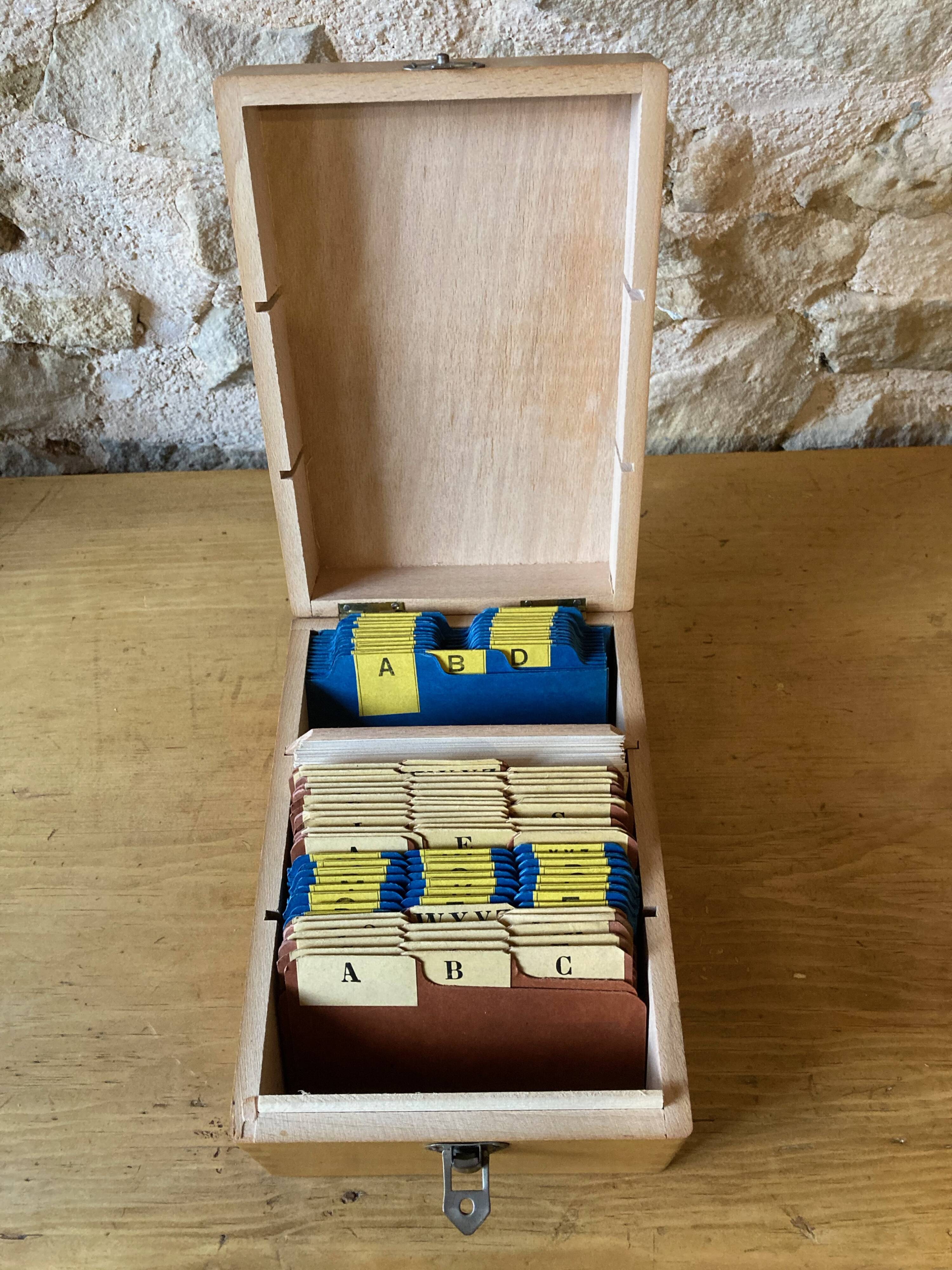 Wooden index card/directory box, 1950s