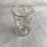 Carafe and glass set in clear glass with vine leaf and engraved grape cluster