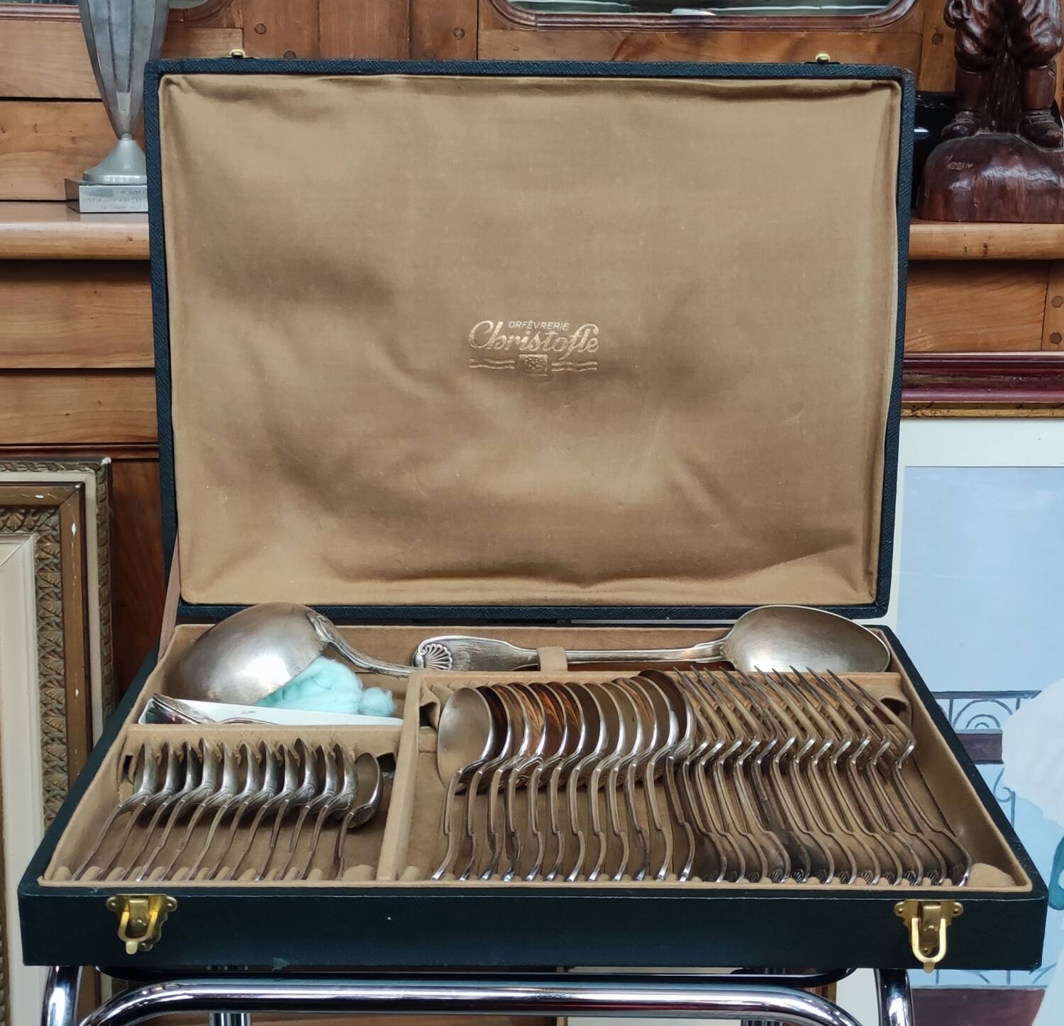 Old Christofle 57-piece shell model cutlery set