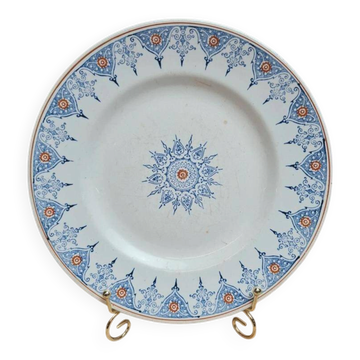 Antique ironstone plate St Amand model 6014 blue & orange oriental decoration 24 cm