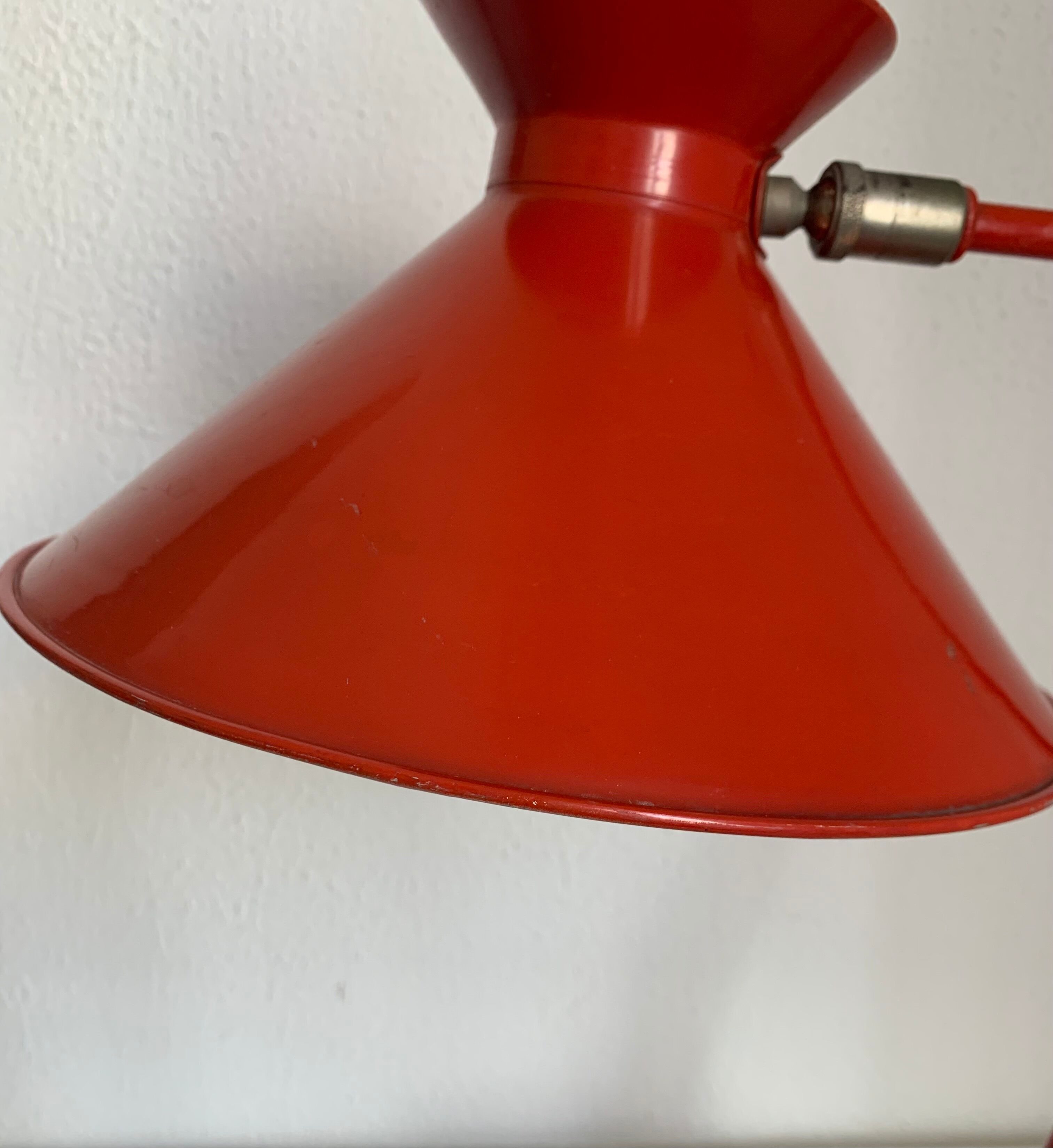 Vintage lamp 1960 desk diabolo red cardinal - 45 cm