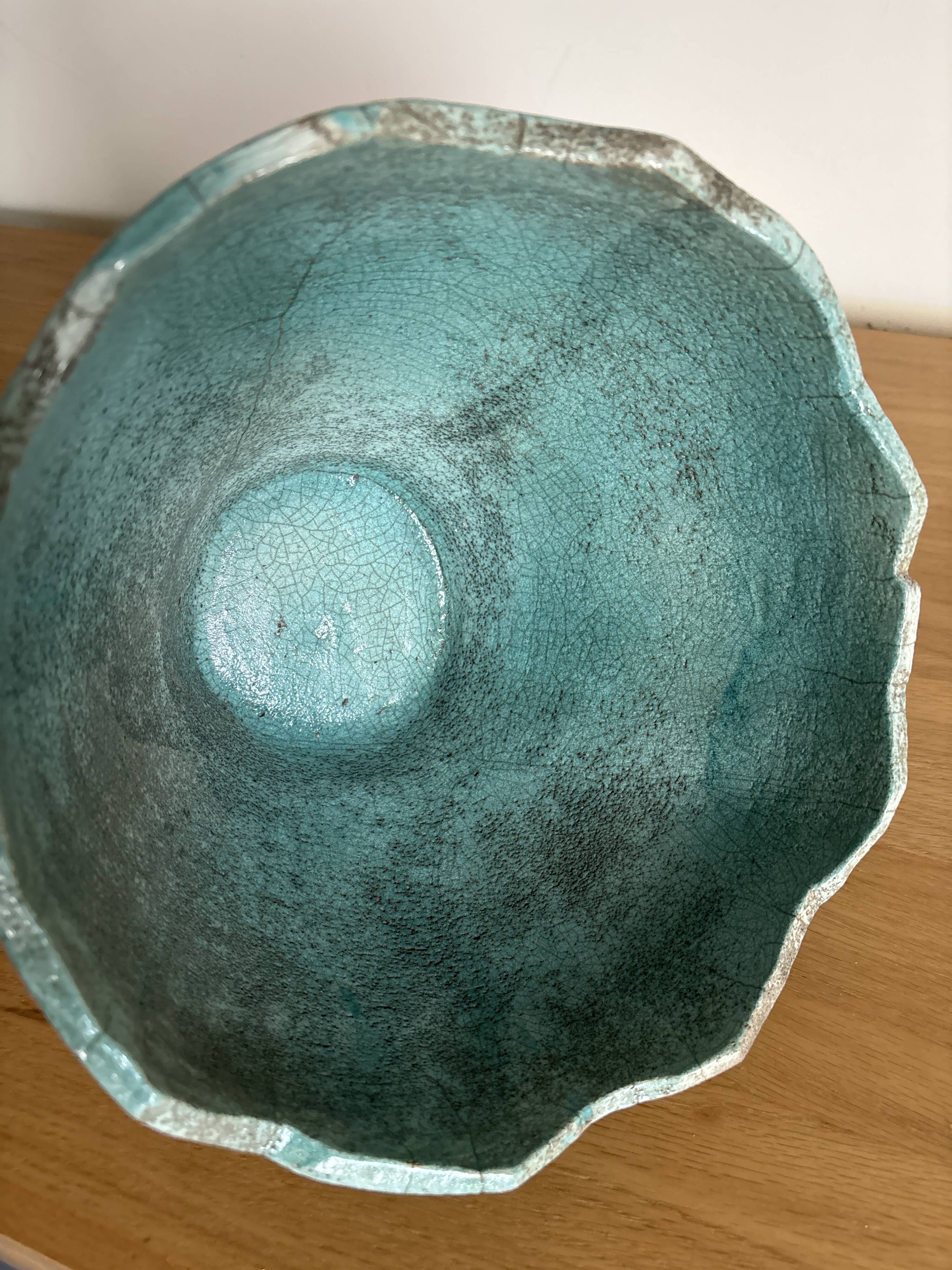 Raku Turchese ceramic artisanal vase