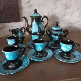 Vintage Vallauris Black & Blue Ceramic Coffee Set