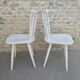 Pair of chairs with bars, wooden, white patina