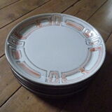 Dessert plates Niderviller 1960 sandstone enamelled, model Maille