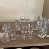 Set of 21 small liqueur glasses and 16 small cups and ramekins.