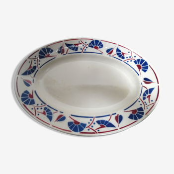 Oval earthenware art deco dish
