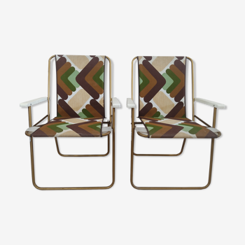 Paire de chaises de camping pliantes Lafuma années 70