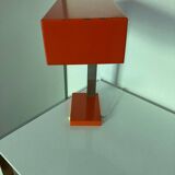 Large vintage orange desk lamp from the 70s in metal