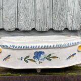 Rouen earthenware planter/cooler with flowers and foliage, 18th century
