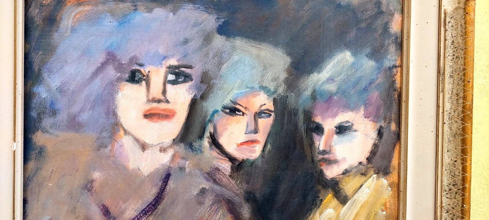 Mino maccari oil-based print 30x40 three female figurines