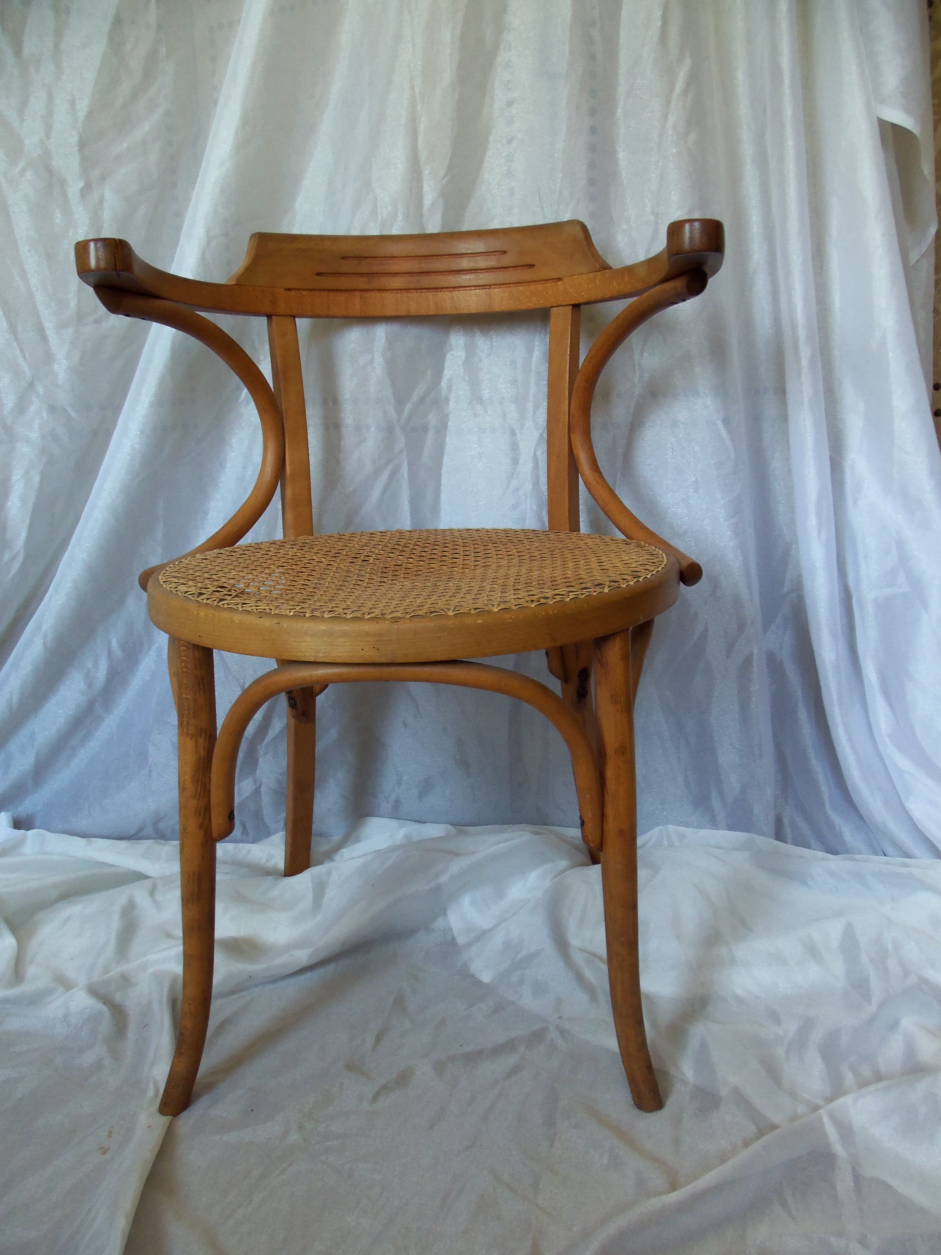 Curved beech cane office chair