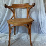 Curved beech cane office chair