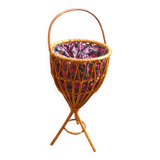 Vintage rattan basket/plant stand/work basket