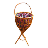 Panier / Porte plante / Travailleuse en rotin vintage