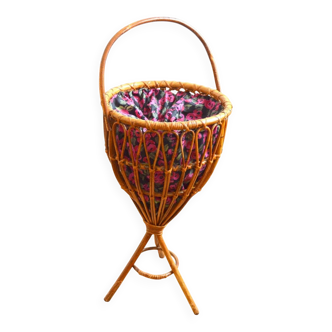 Vintage rattan basket/plant stand/work basket