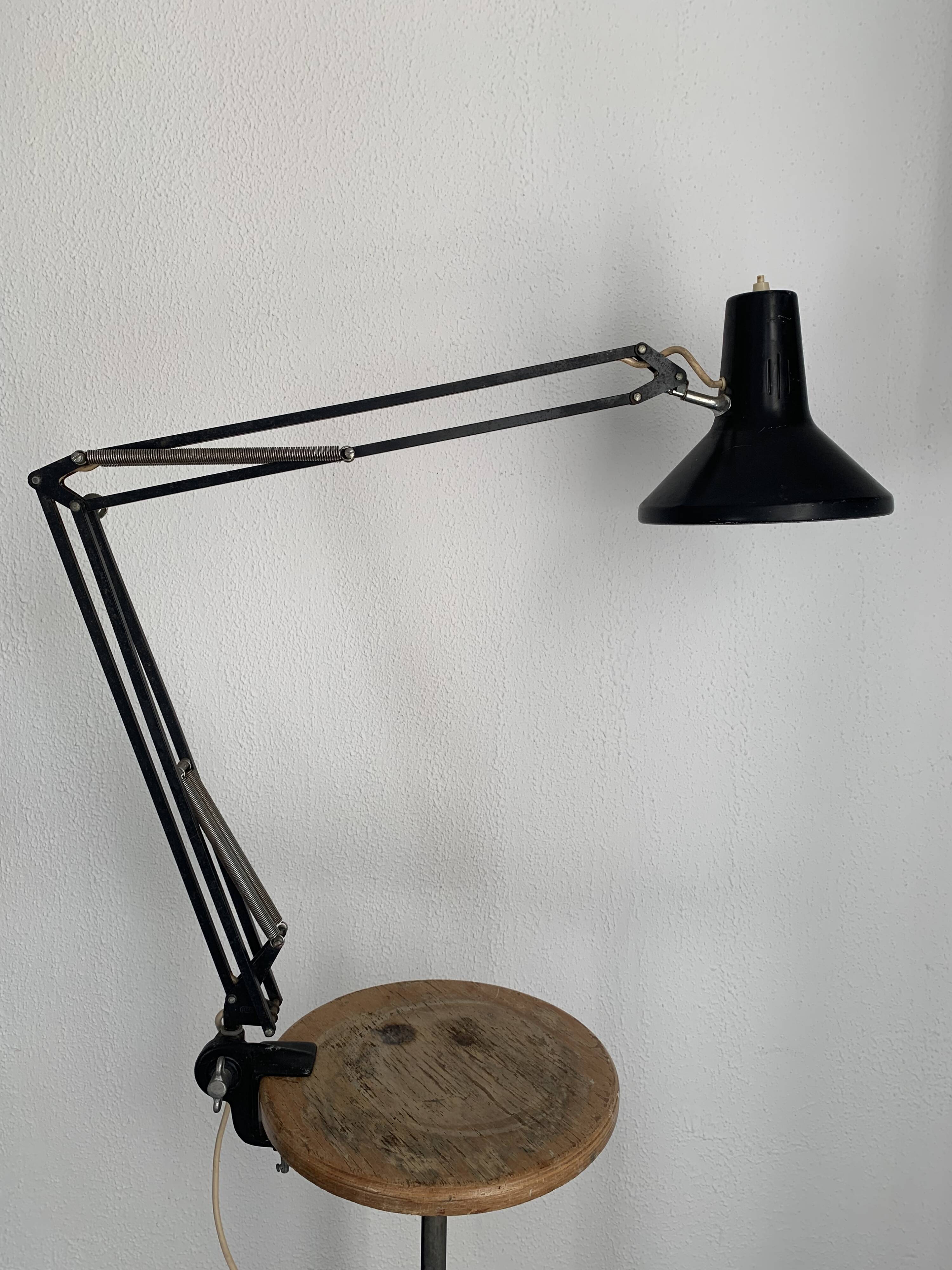 Vintage 1960s architect lamp Luxo L1 black mid-century design - 80 cm
