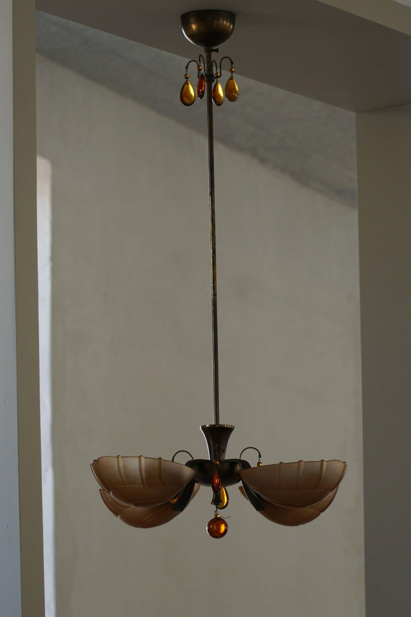 Art Deco chandelier by Paavo Tynell for Taito Oy, Finland, 1930s