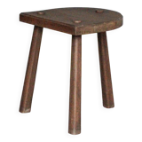 Vintage stool, wooden stool, half-moon tripod stool, occasional chair