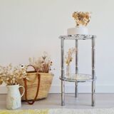 Chromed metal and marble side table, Italy, 1970s