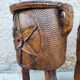 Pair of antique brutalist planters, Savoyard folk art