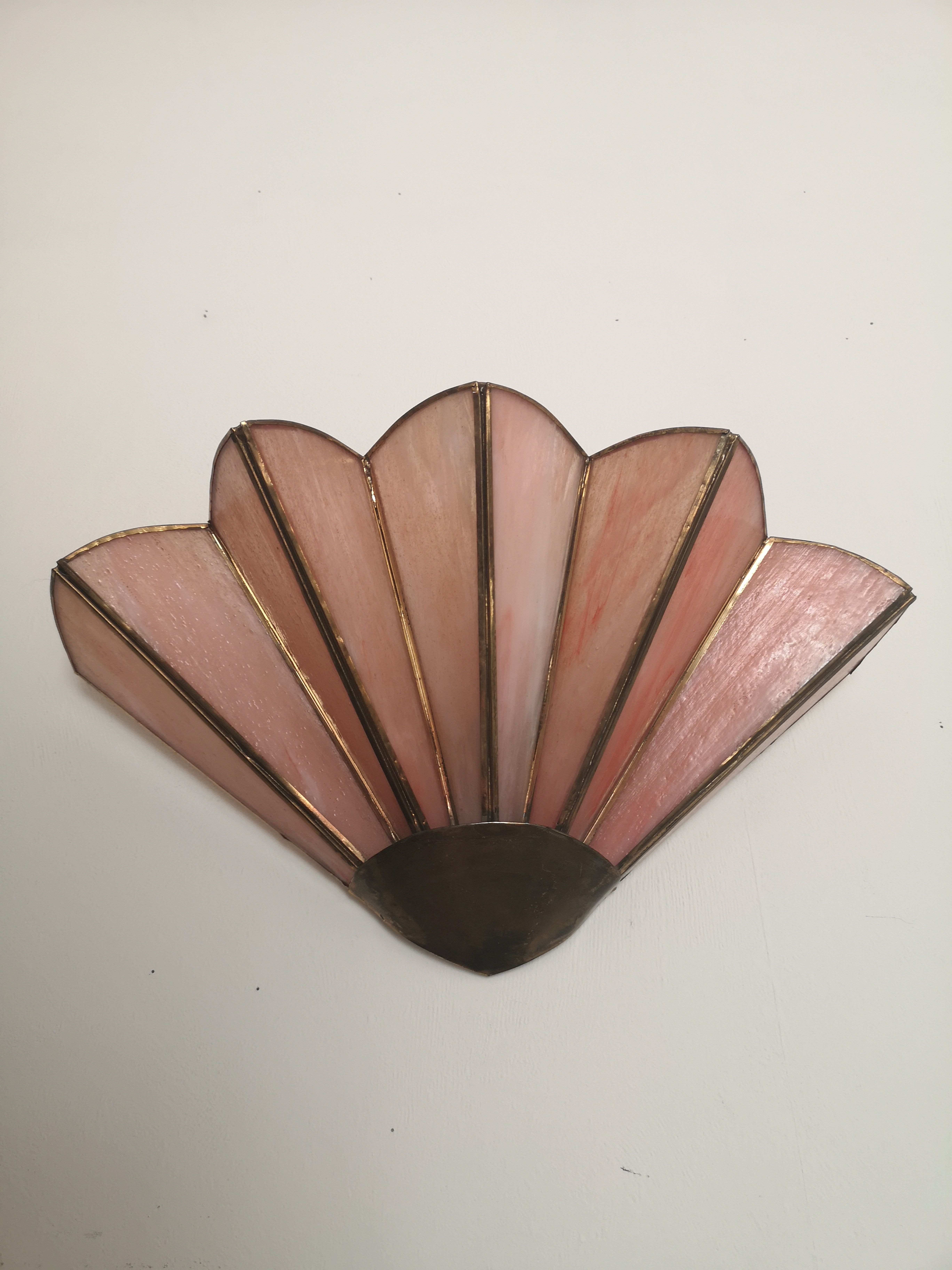 Pink opaline fan wall light