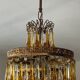 Vintage chandeliers with amber glass tassels and drops