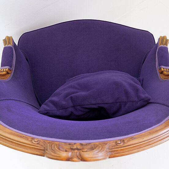 French bergere armchair - New mauve velvet upholstery